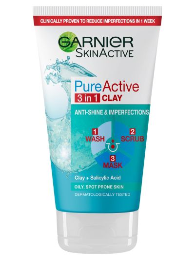 Garnier Pure Active Cleanser 3-in-1 Wash, Scrub, Mask